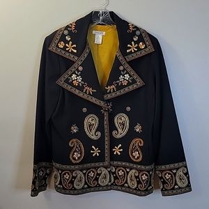 Vintage Jendo Embroidered Black Blazer Jacket - Size 10